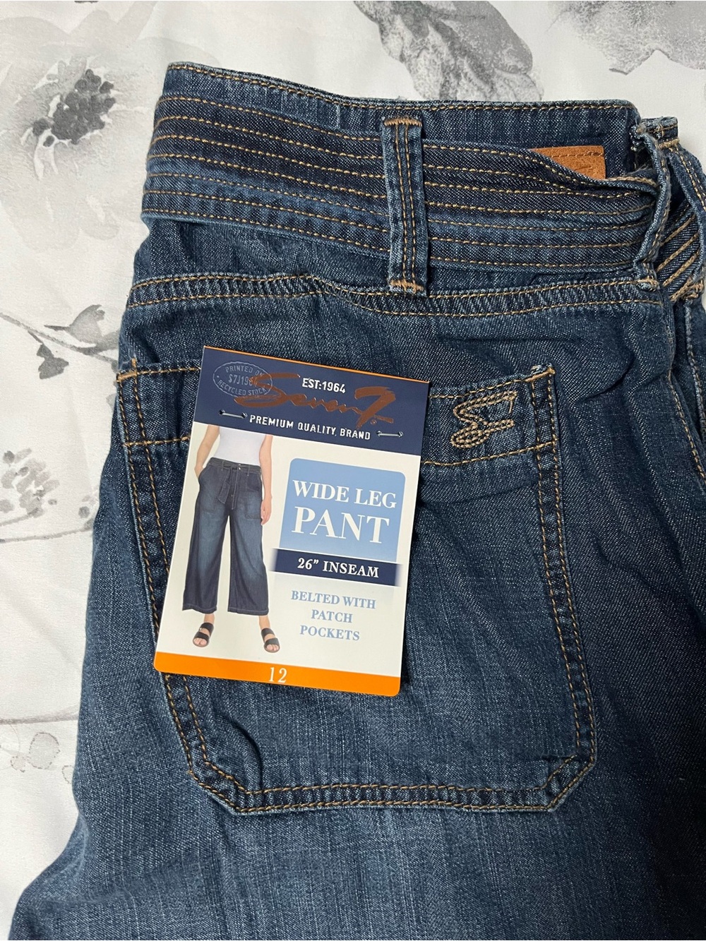 Seven7 Dark Blue Wide Leg Denim Pants